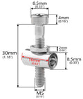 Titanium M5x30mm Bolt Nut Washer Set For Thomson Seatpost, showing dimensions and components of 6Al/4V Grade 5 fasteners.