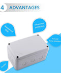 IP66 Waterproof Outdoor Junction Box Weatherproof Electrical Enclosure White 7.125 by 4.5 by 4 in for Garden CCTV Garage DIY Wiring 200 Pack Heavy Duty Weather Resistant, white box