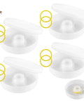 Round Bee Feeder Set, 4 Pack With Anti Drowning Sponges For 8 Frame And 10 Frame Hives displayed with transparent lids