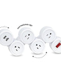 Flexible Surge Protector Power Strip With Four 3 Pin Grounded Outlets Two USB Ports Delivering 3 1A Total White Finish, six foot cord