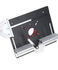 Tough as Nails Router Table Insert Plate With Heavy Duty Lift Base Support Rod Kit For Fast Woodworking Trim and Chamfer Work detail view showing control dial and adjustment mechanisms.