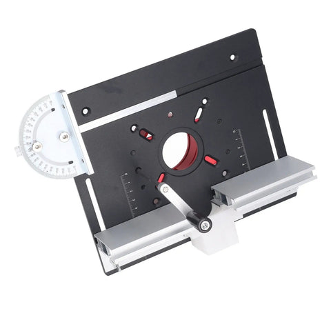 Tough as Nails Router Table Insert Plate With Heavy Duty Lift Base Support Rod Kit For Fast Woodworking Trim and Chamfer Work detail view showing control dial and adjustment mechanisms.