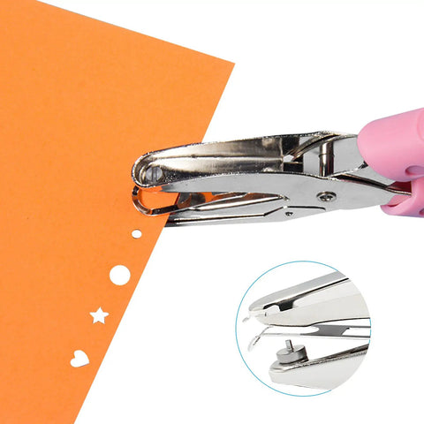 Round One Sixteenth Inch Hole Punch Handheld Paper Punch For DIY Crafts And Scrapbook Projects With Pink Soft Leather Cover Durable Stainless Steel Great For Card Making And Photo Albums