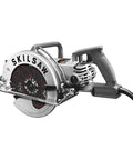 Professional Grade Hardcore 15 Amp Worm Drive Circular Saw With 8 1/4 Inch Blade and Smooth Anti Snag Guard, showing compact design.