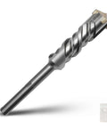 Angled side view of SDS Max carbide-tipped masonry drill bit, 1-1/2 in diameter, 10 in length