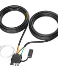 26 Foot 4 Pin 5 Wire Trailer Wiring Harness Kit for Boat Trailers with 5 Wire Flat Connector Plug and Play Setup displayed coiled.
