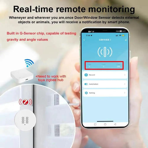 Smart Vibration And Tilt Alarm Sensor Delivers Real Time Alerts To Your Phone Home Assistant And Zigbee2MQTT Compatible Ultra Sensitive Motion Sensing For Instant Security Monitoring, white plastic sensor