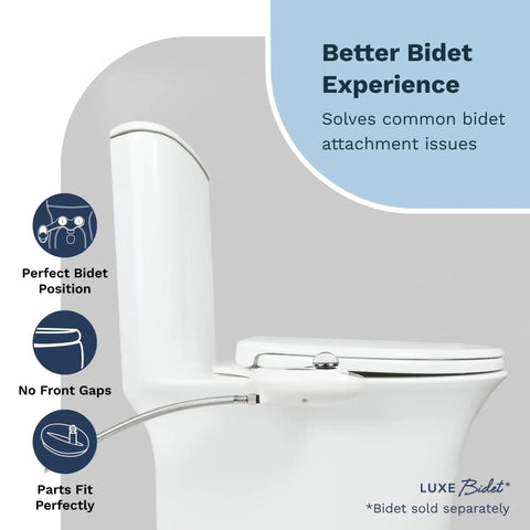 Elongated Comfort Fit Toilet Seat With Slow Close, Quick Release Hinges, Non Slip Bumpers, Durable Plastic White Upgrade with Bidet