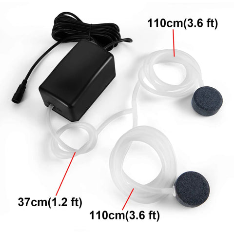 Solar Powered Pond Aerator Bubbler With 22.2 GPH Max Air Output, cables, and dual aeration stones