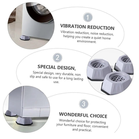 Anti Slip Washing Machine Heightening Pads For Washer And Dryer Vibration Isolation Floor Mats shown under appliances