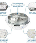 LED Ceiling Light Fixture Flush Mount With Crystal Dome Modern Chandelier Vibe Ceiling Light 12 Inch with chrome finish and diamond-cut dome