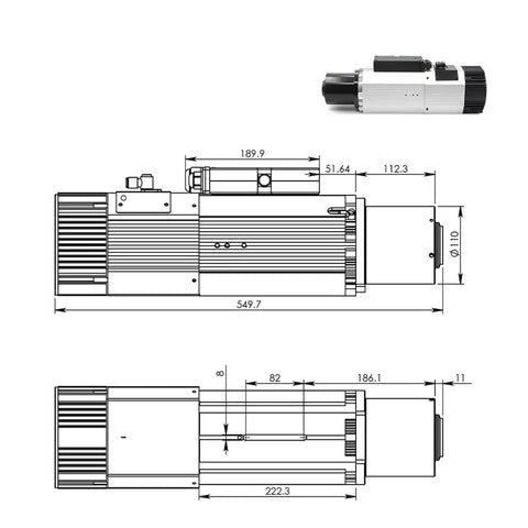 Top Shelf 9 Kilowatt Atc Iso30 Air Cooled Spindle Motor With Automatic Tool Changer For Cnc Woodworking Routers dimensions and layout
