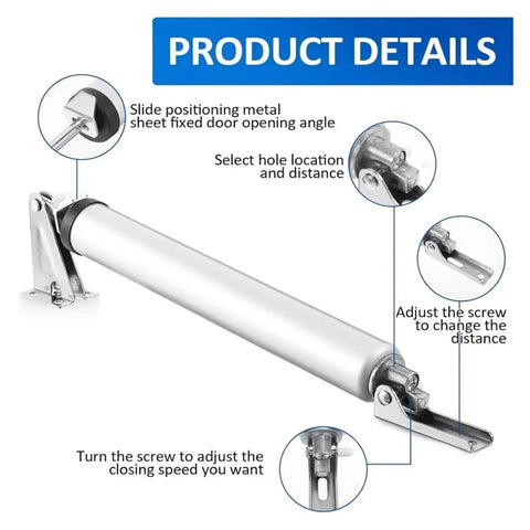 Two Pack Heavy Duty Pneumatic Door Closer With Soft Close Auto Action Adjustable Speed Built In Positioning Stop Universal Fit For Home