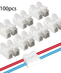 100 Pieces Spring Wire Connector Electrical Cable Clamp Terminal Block Connector Push In No Fuss Quick Plug In with wires