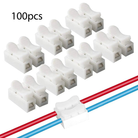 100 Pieces Spring Wire Connector Electrical Cable Clamp Terminal Block Connector Push In No Fuss Quick Plug In with wires
