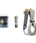 Heavy Duty Electric Hydraulic Hose Crimper Benchtop Workhorse With Ten Precision Dies Auto And Manual Modes For Rubber Lines 220V Three Phase components including relay, fuse, and sensor.