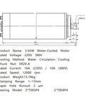 Heavy Duty Rock Solid Cnc Lathe Spindle Motor 3.5KW 220V Metal Body with water-cooling for precise machining.