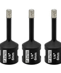 6Mm Diamond Core Drill Bit Set Vacuum Brazed Hole Saw Set Of 3 With 5/8-11 Thread For Porcelain Tile Ceramic Granite Marble Stone Brick Dry Or Wet Drilling Pro Grade DIY Friendly 60mm Total Length