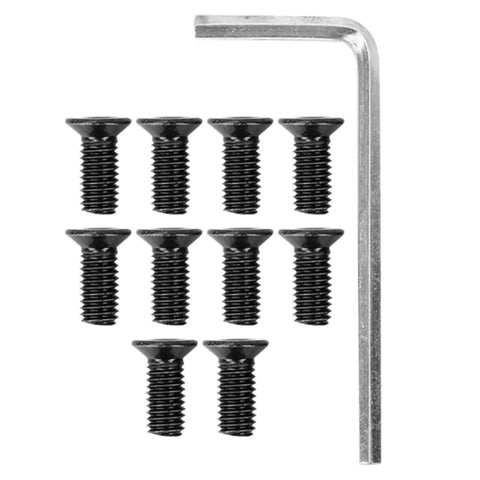 10 Piece Replacement Set For Mijia M365 Electric Scooter Sturdy Metal Screws With Precise Threads shown with Allen wrench