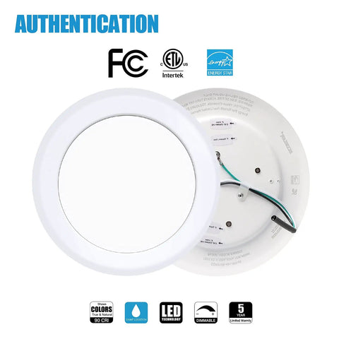 6-Inch Dimmable LED Flush Mount Disc Lights With 1000 Lumens Dope Brightness, 5000K Daylight, 16.5W, back view with wiring