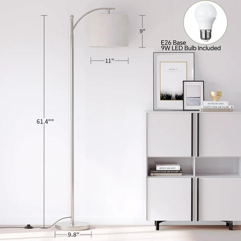 Arc Floor Lamp With Remote Control And Stepless Dimming, 9W Bulb, Adjustable Color Temperature in modern living room setup