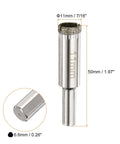 Diamond-coated tile drill bit, 11 mm diameter (7/16 in), 50 mm length with cylindrical shank.