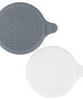 M METERXITY 2-Pack 5.9 in Silicone Tub Stopper, Bathtub Drain Stopper in gray and white, flexible silicone material.