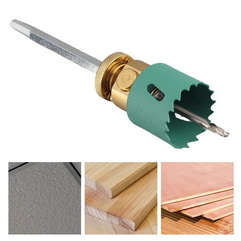 Solid Alloy Steel Hole Saw Kit For Wood Drywall Drill With Dust Bowl, 45mm hex shank with pilot bit, for clean round holes
