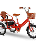 Outdoor Cruiser Tricycle With Pedals For Travel, 3 Wheel Pedal Bike With Pneumatic Tires, Back Seat, Guardrail, Red, 18 Inch