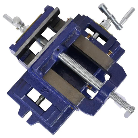 Ironclad 5 Inch Cross Slide Vise For Drill Press And Milling Machines Ultra Heavy Duty Xy Two Way Bench Clamp showing top view with precision screws.