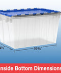 KeepBox 12 Gallon Stackable Storage Tote With Attached Lid For Easy Nesting Clear Plastic Box dimensions