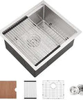 21 Inch Bar Sink Undermount Workstation For Kitchen Wet Bar And Prep 16 Gauge Stainless Steel Single Bowl With Cutting Board.