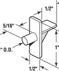 Illustration showing dimensions of one quarter inch clear plastic shelf support peg with 1/4 inch O.D.