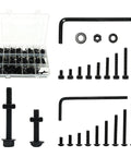 1600 Piece M3 Hex Socket Head Cap Screws Kit with Black Oxide Carbon Steel Fasteners Nuts and Washers in display case.
