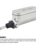 Built Tough Electric Brake Booster And Master Cylinder Kit For Front Rear Disc Brakes Featuring Twelve Volt Hydraulic Muscle, polished 13/16 inch bore.