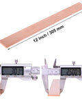 Copper Flat Bar C110 Grade One Eighth Inch Thick By One Inch Wide By Twelve Inch Long Solid Copper Plate with measuring calipers
