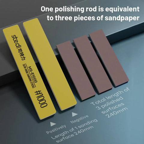 Sanding Sticks For Model Making, Durable Hobby Tools With 400 To 1500 Grit, showing extended sanding area and grit labels