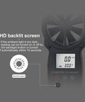 BT100APP Wireless Bluetooth Anemometer Handheld Wind Speed Meter With Temperature Wind Chill And Air Velocity Readings In Five Units Meters Per Second Kilometers Per Hour Feet Per Minute Knots Miles Per Hour And Battery Power Display For On The Go, backlit screen