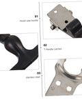 Close-up of 2 Pack Flexible Draw Latches Hasp For Tool Box And Engine Hood Locking System with T-handle and stainless steel parts