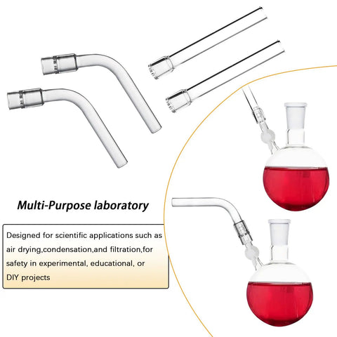 4 Pack Borosilicate Glass Tube Stem Set For Drying And Lab Experiments 110mm Straight And Curved Heat Resistant Glass