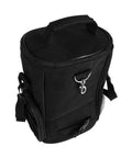 Top view of Insulated Golf Bag Cooler And Accessory Caddy Black Holds Ten 12 Oz Cans Plus Ice On Course Hydration with straps