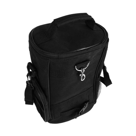 Top view of Insulated Golf Bag Cooler And Accessory Caddy Black Holds Ten 12 Oz Cans Plus Ice On Course Hydration with straps