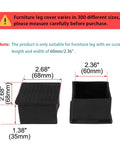 Premium Pvc Table Leg Caps Are A Total Game Changer For Hardwood Floors They Stop Scratches Cold And Silence Chair Screeching With This 18 Piece Kit that shows black PVC leg caps measuring 2.36 inches.