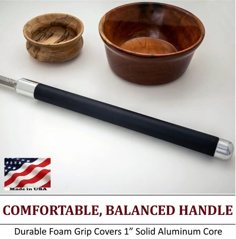 Carbide Wood Lathe Tools Kit For Easy Turning Hollower Rougher And Detailer With A Comfortable Foam Grip Handle 26 Inch Overall Length USA Made Stainless Steel For Beginners And Pros.