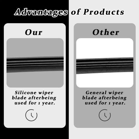 Comparison of wiper blade durability, showcasing Top Shelf Hella Durable 4 Pack Frameless Windshield Wiper Blade Refills.