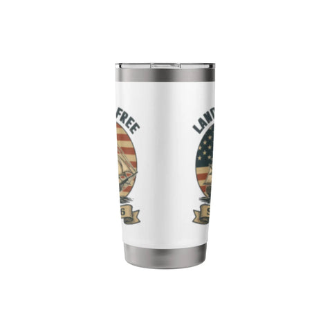 Patriotic Sailboat Stainless Steel Insulated Tumbler For Fourth Of July Freedom Fans Keeps Your Drinks Cold Or Hot For Real All Day With Heavy Duty Double Wall And Spill Proof Lid, featuring American flag and sailboat design.