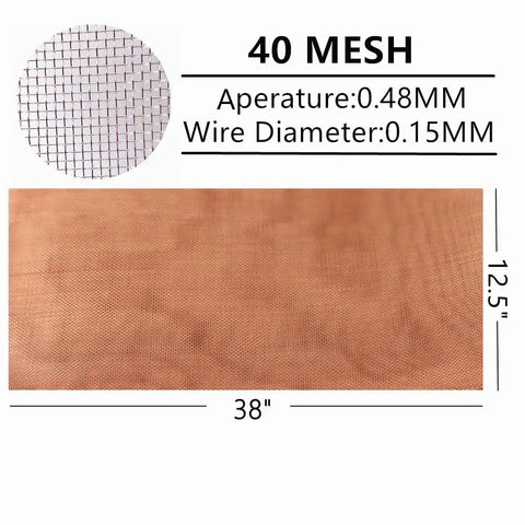 Pro Grade Copper Wire Mesh Screen 40 Mesh Dense Filter, 12.5 Inch Wide By 38 Inch Long, 0.48 Millimeter Aperture details