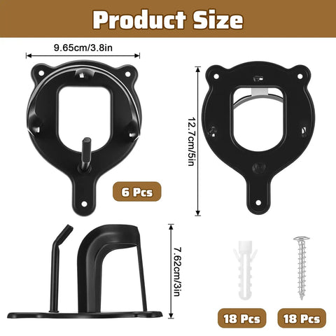 Dimensions of Six Pack Metal Horse Bridle Rack With Tubes And Screws Heavy Duty Bridle Holder Wall Mount components