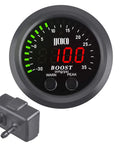 Dope Universal Turbo Boost And Vacuum Gauge Kit With Red LED Display 2 1 16th Inch Gauge Reads 0-35 PSI Boost And -30 To 0 InHg Vacuum Plug-and-Play For Turbocharged And Supercharged Cars, 2-1/16 inch gauge with sensor