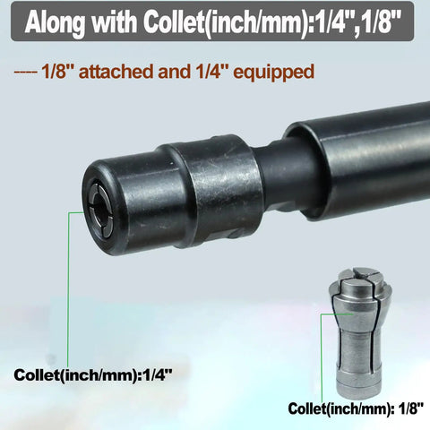 Detail of Badass Compact Quarter Inch Air Angle Die Grinder with 1/4" and 1/8" collets for precision grinding and sanding.